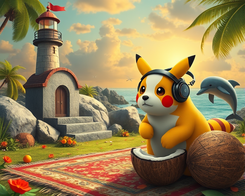 orange, tombstone, lighthouse, pikachu, snail, fried chicken, hat, bulldog, fox, rug, headphones, pistachio, coconut, chocolate, dolphin